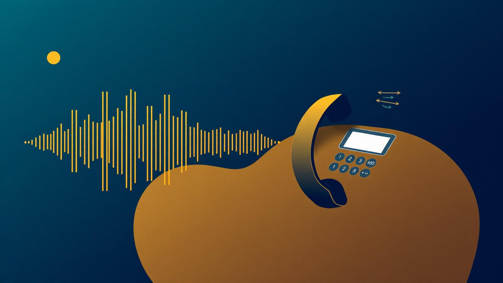 Abstract illustration of a soundwave morphing into a phone handset representing voice AI agents